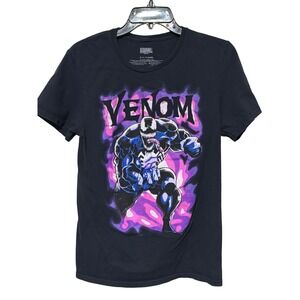Marvel Venom Graphic T-Shirt Mens Small Black Purple Pink Comic Book Tee